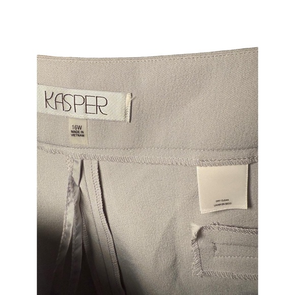 NWT KASPER Womens Trousers Size 16 W Light Grey High Waist Straight Leg Pockets - Picture 7 of 8